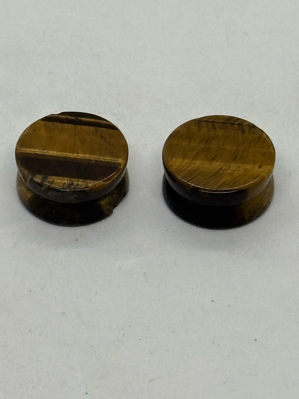 Tiger Eye Stone Saddle Plugs Pair Artisan Gauges 3/4”